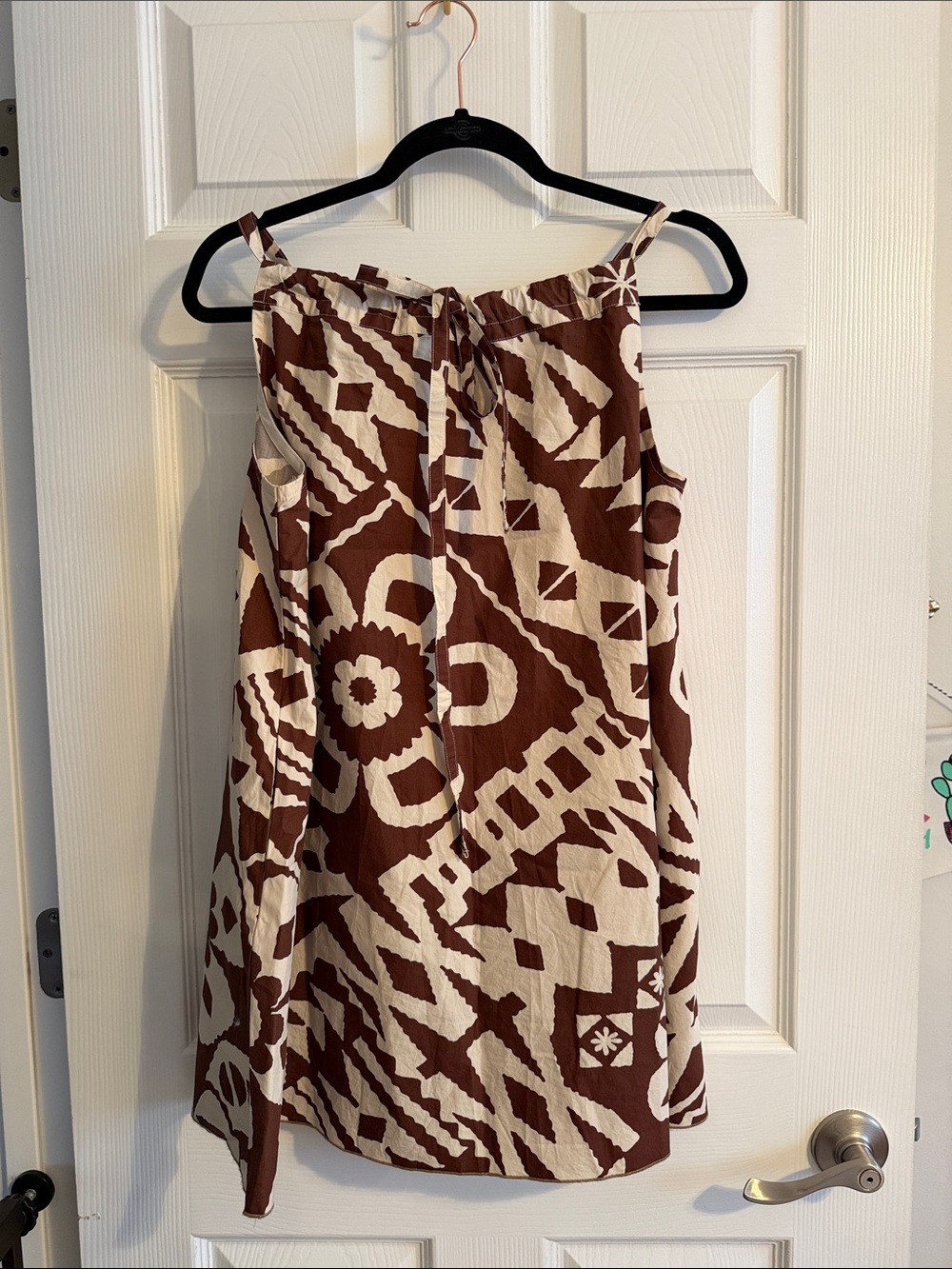 BDG Brown and Cream Geometric Strap Mini Dress